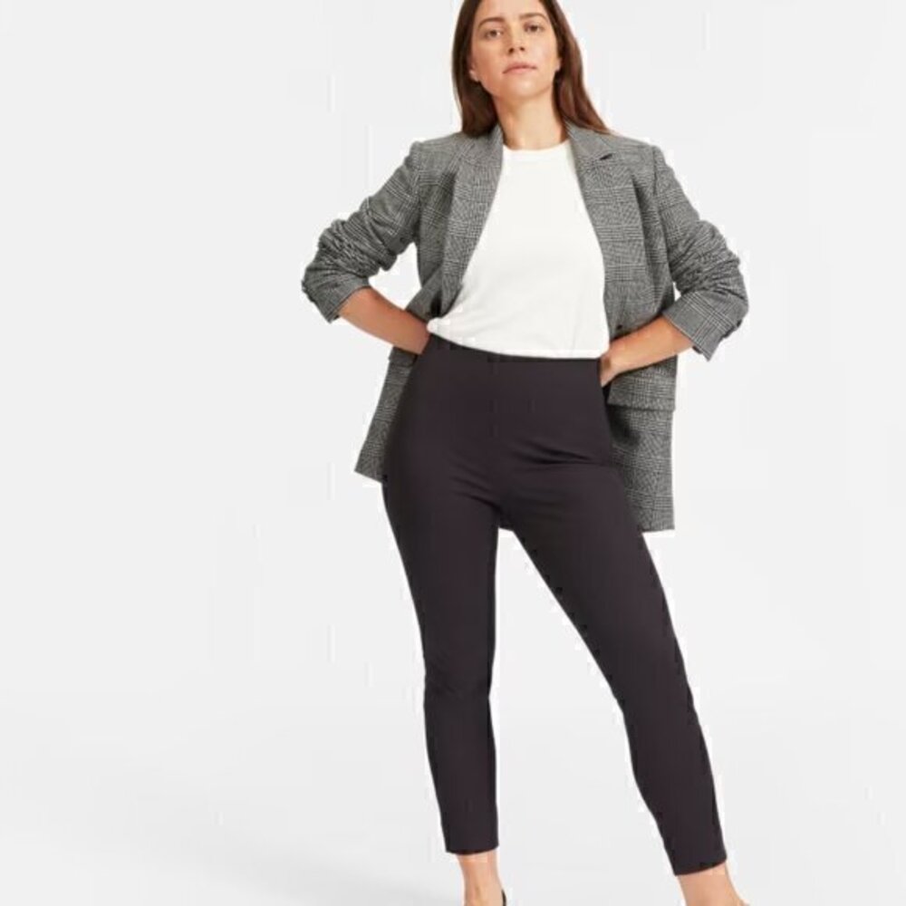 Everlane The Curvy Side-Zip Stretch Cotton Pant in Black Size 4